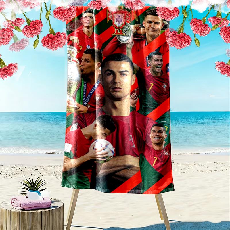 Serviette de plage Art Football Dynamique CR7 Camping extérieur doux Serviette de piscine extérieure Séchage rapide Serviette de bain Absorbante Mode