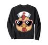 Cute Nurse Chicken Face Sunglasses Heart Fall Holiday Sweatshirt