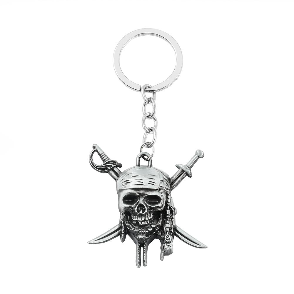 Fashion Vintage Key Chain Charm Pirates Of The Caribbean Keychain Jack Sparrow's Skull Pendant Keyring For Men Women Gifts