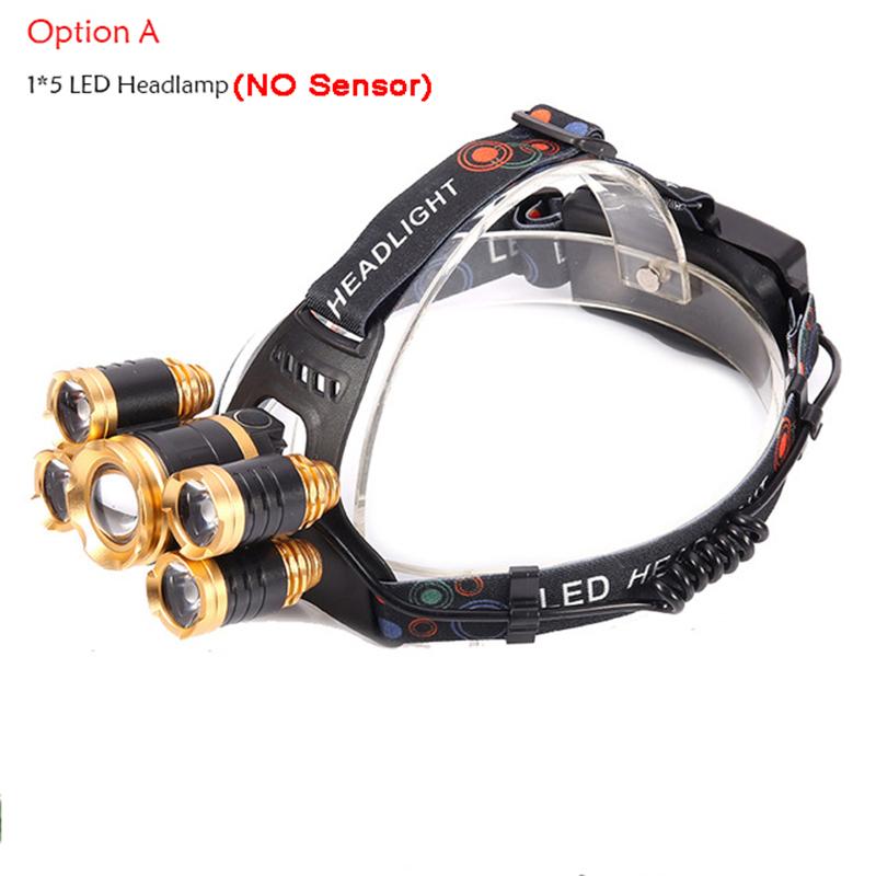 D2 Headlight Powerful LED Headlamp Chargeable Induction 5LED T6 Head LampTorch Head Light 18650 Battery Best For Camping Fishing