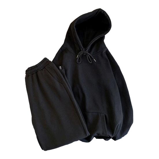 

2 шт./компл. мужской спортивный костюм с капюшоном, длинный рукав, толстовка с завязками, большой размер XL чёрный