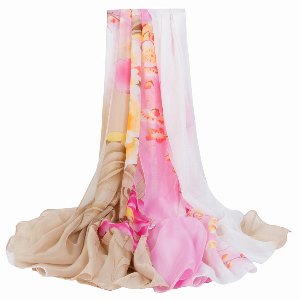Extra Large Chiffon Printed Scarf White Shawl Dual-purpose Women's Korean Version Autumn and Winter Long Scarf Beach Towel for Women