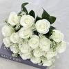 18 Heads Artificial Rose Flower Cluster For Hotel Lobby And Wedding Celebration