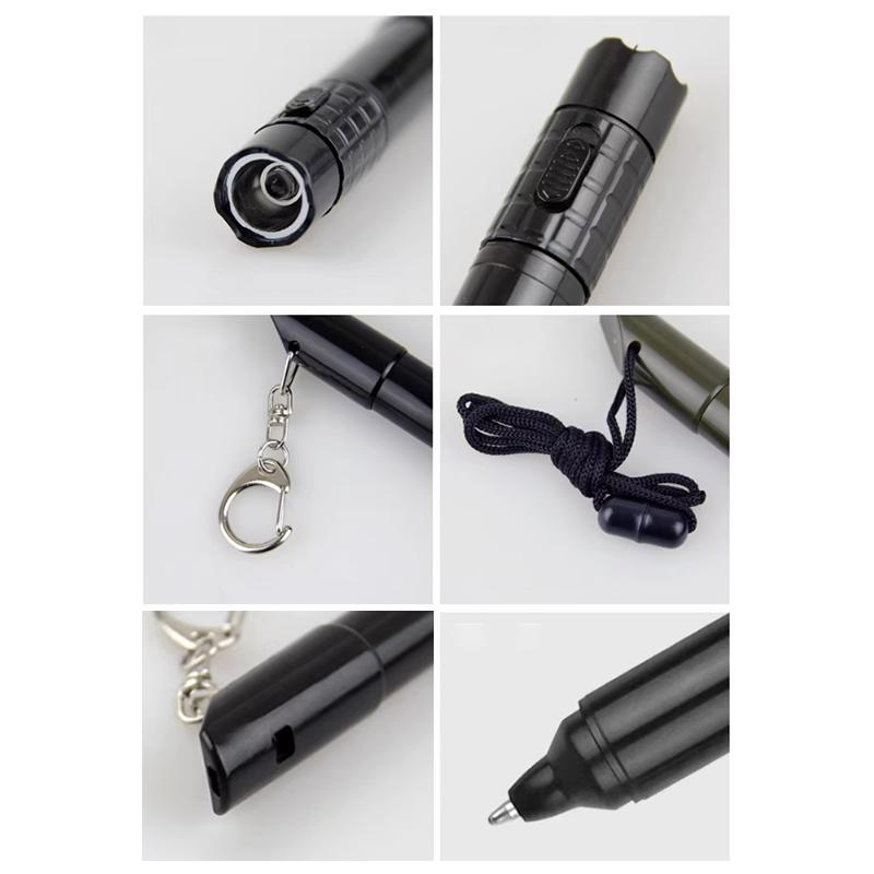 3 In 1 Emergency Ballpen With Led Flashlight & Whistle Keychain