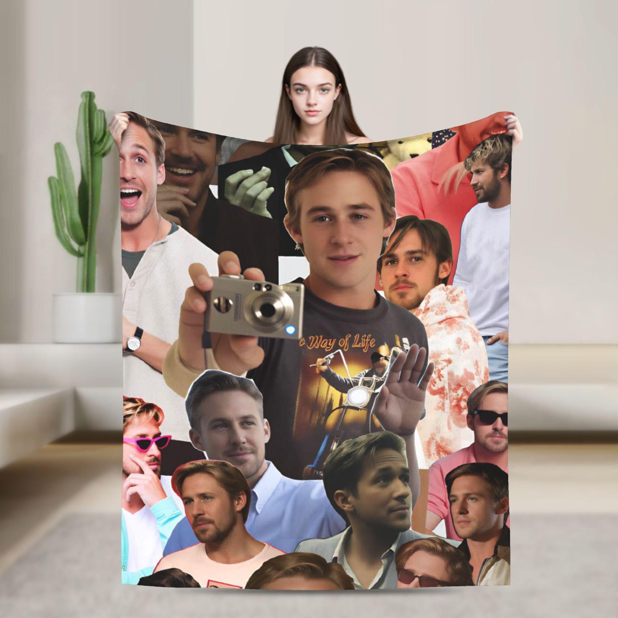 Ryan Gosling Collage Super Soft Blanket For Living Room Funny Throw Blanket Winter Travel Office Flannel Bedspread 75X95CM