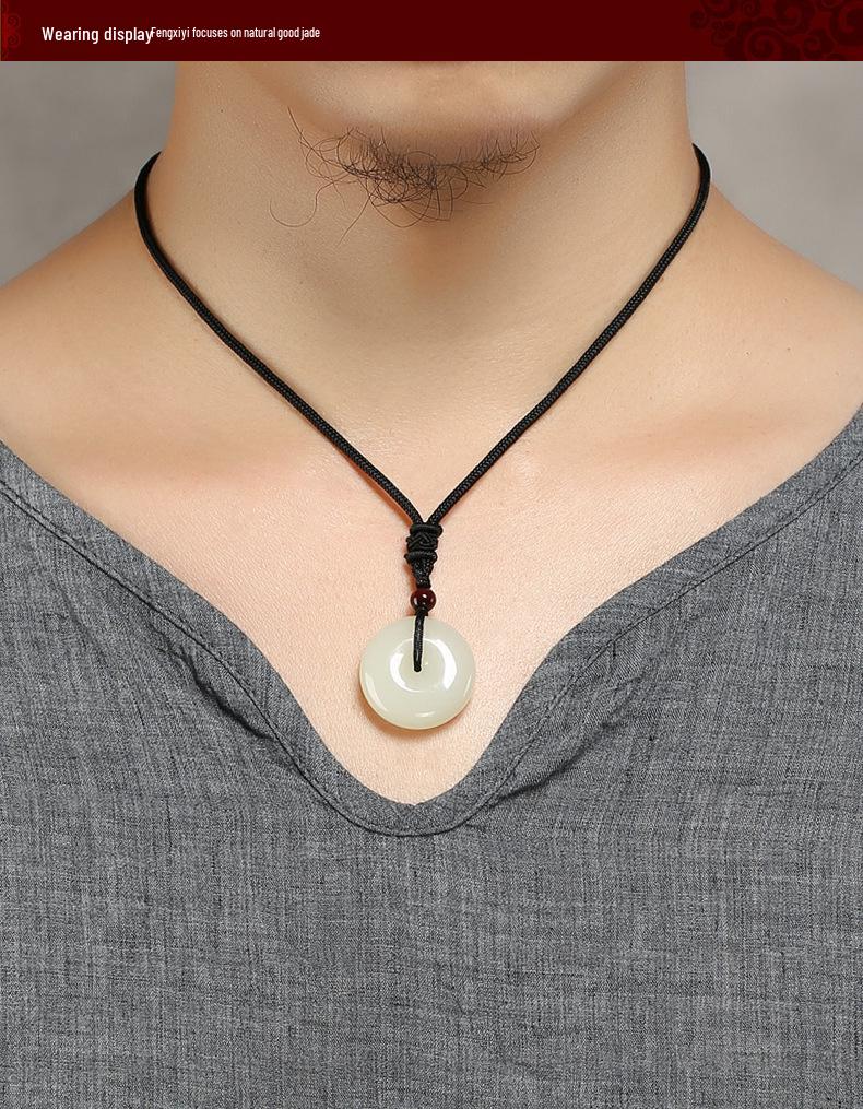 Certified Unisex Hetian Jade Ping'an Pendant