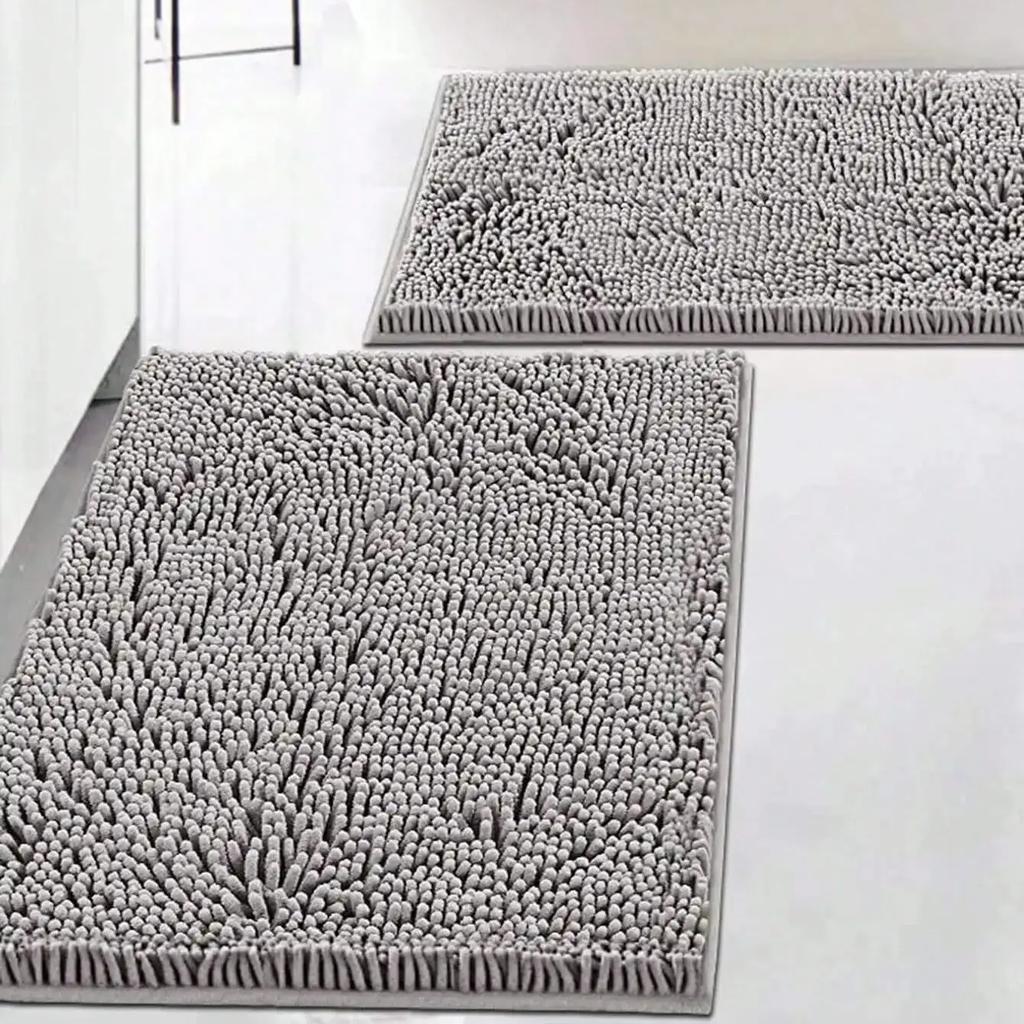 1pc-Soft and Absorbent Chenille Bath Mat - U-Shaped and Rectangle Rug for Bathroom Decor and Anti-Slip Toilet Mat