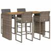 VidaXL 5-piece Garden Bar Set with Grey Cushions Poly Rattan 3328903