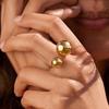 Stainless steel smooth surface small gold ball ring female simple size bead arc hollow ball direct supply