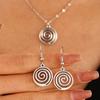 Vintage Spiral Vortex Necklace Earrings for Women Unisex Boho Pentagram Necklace Fashion Y2K Retro Jewelry