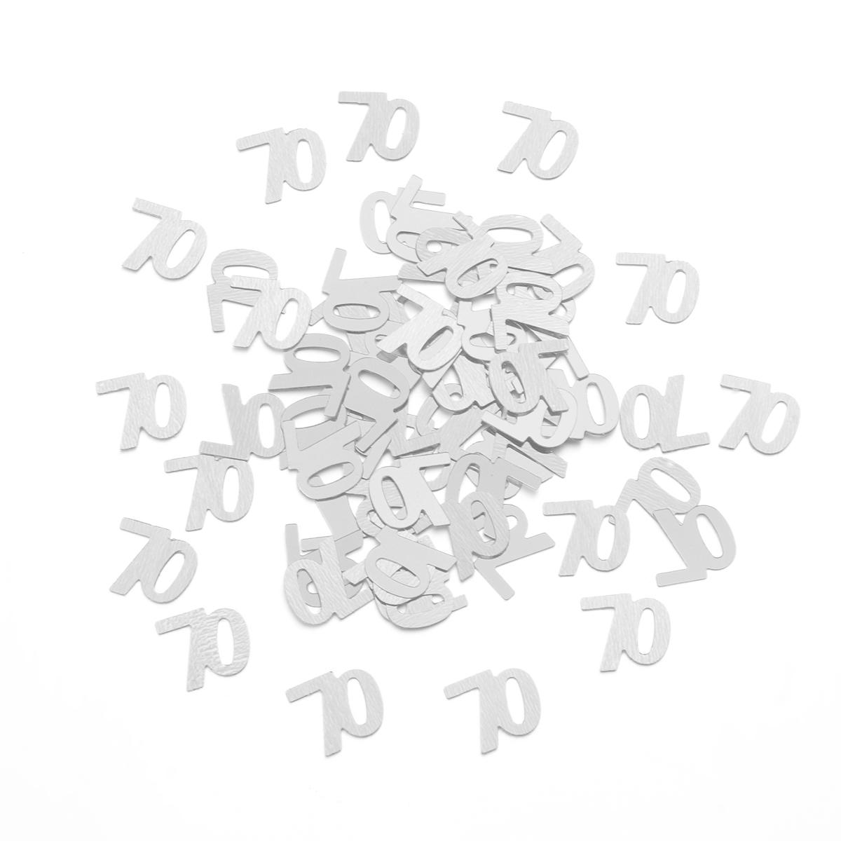 1200pcs 70 Sequins 70th Birthday Table Scatters Golden Seventy Years Old Decor Wedding Table серебряный