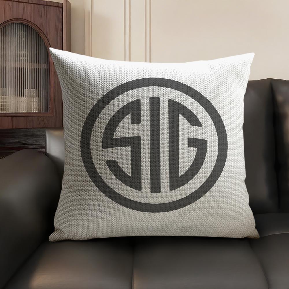 S-Sig Sauer Cushion Cover Summer Breathable Linen Organic Fabric Double-Sided Printing Sofa Pillow Case Home Decor