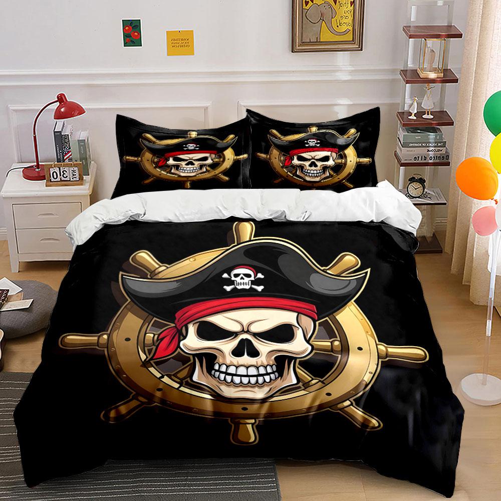 "Pirate Skull Adventure Vibes" Bedding Sets Duvet Covers Pillowcases(1* Duvet Cover 2* Pillowcases Without Duvet Insert)