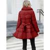 Winter Women's Quilted Trench Coat, Stand Collar Slim Fit Cotton Coat with A-Line Hem, Thick Waist-Defining Parka for Cold Weather