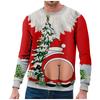 Christmas Chest 3D Print Long Sleeve Sweater Creative Couple  Winter Round Neck Party Coat