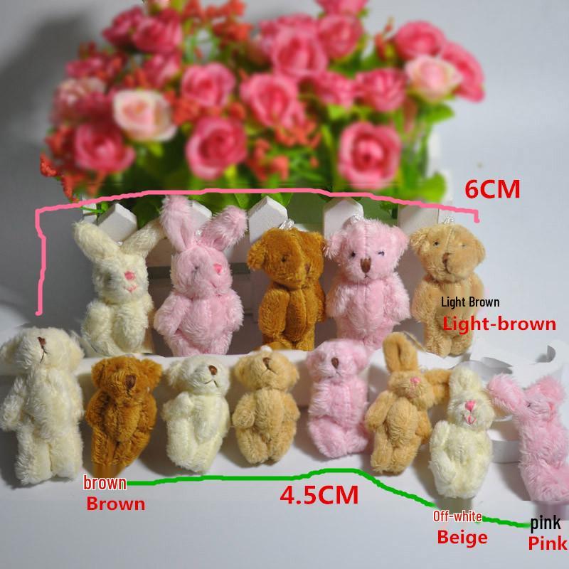 Mini Jointed Rabbit Pendant - 6cm Long-Haired Plush Toy for DIY Jewelry, Gift Boxes, Clothing Accessories