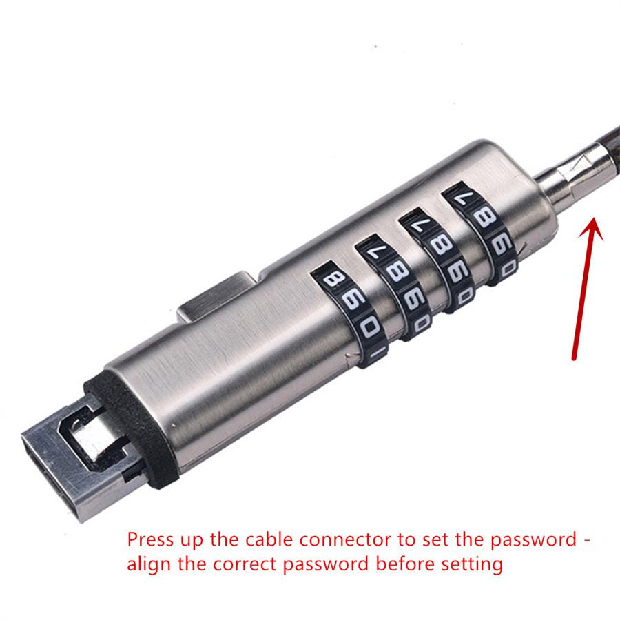 USB Port 4 Digit Password Universal Cable Office Laptop Lock Protective Professional Anti Theft Security Keyless Lock