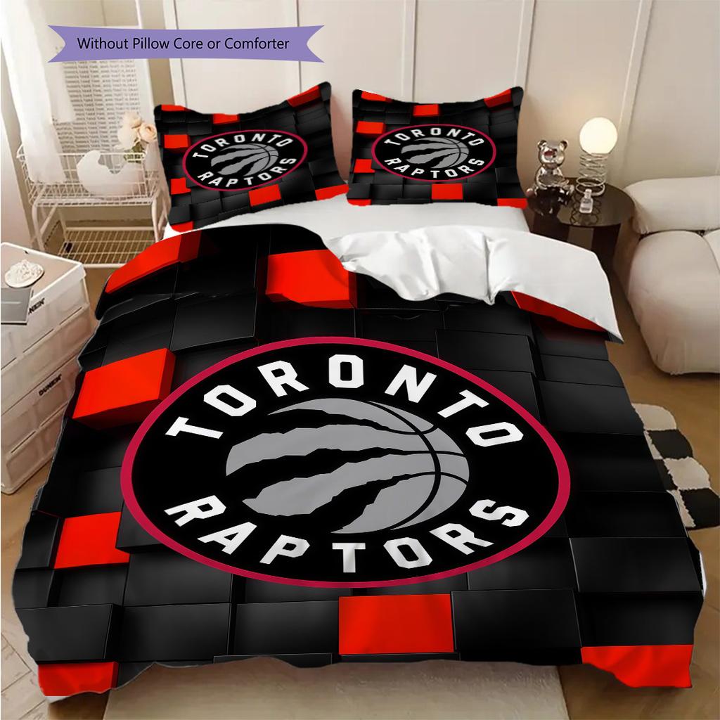 Toronto Raptors Basketball Spirit Three-piece Set(1 * Duvet Cover + 2 * Pillowcase, Without core)Duvet Cover and Pillowcase Soft and Comfortable