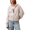Loose Fit Zip Up Hooded Long Sleeve Jacket Women Jackets Beige 40WP104-050
