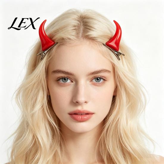 Cosplay Headwear for Women 2Pcs Halloween Evil Horn Hair Clips, Small Horror Demon Goth Ear Resin Clips Hairpins, Barrettes Accessories Adults