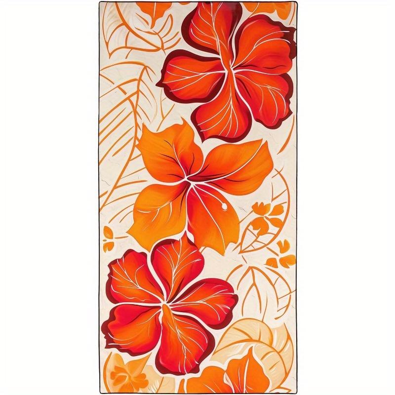 Tapiz de Pared con Flores Hawaianas Estampado Plano Hibisco Naranja Colgante de Pared Floral para Sala de Estar Dormitorio Dormitorio Decoración del Hogar