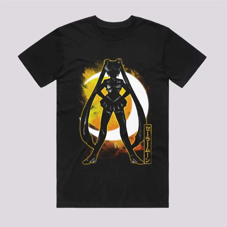 Anime Sailor Moon Cosmic Moon Japanese Style Black Tshirt Size S4XL S
