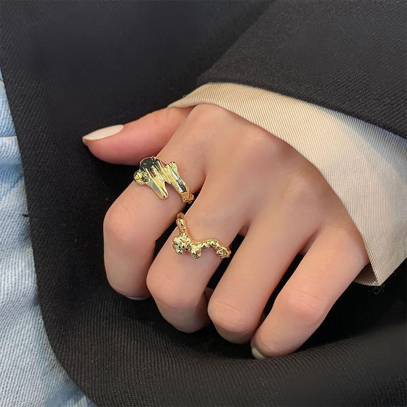 Elegant Korean Style S925 Open Adjustable Ring For Women With Unique Geometric Design