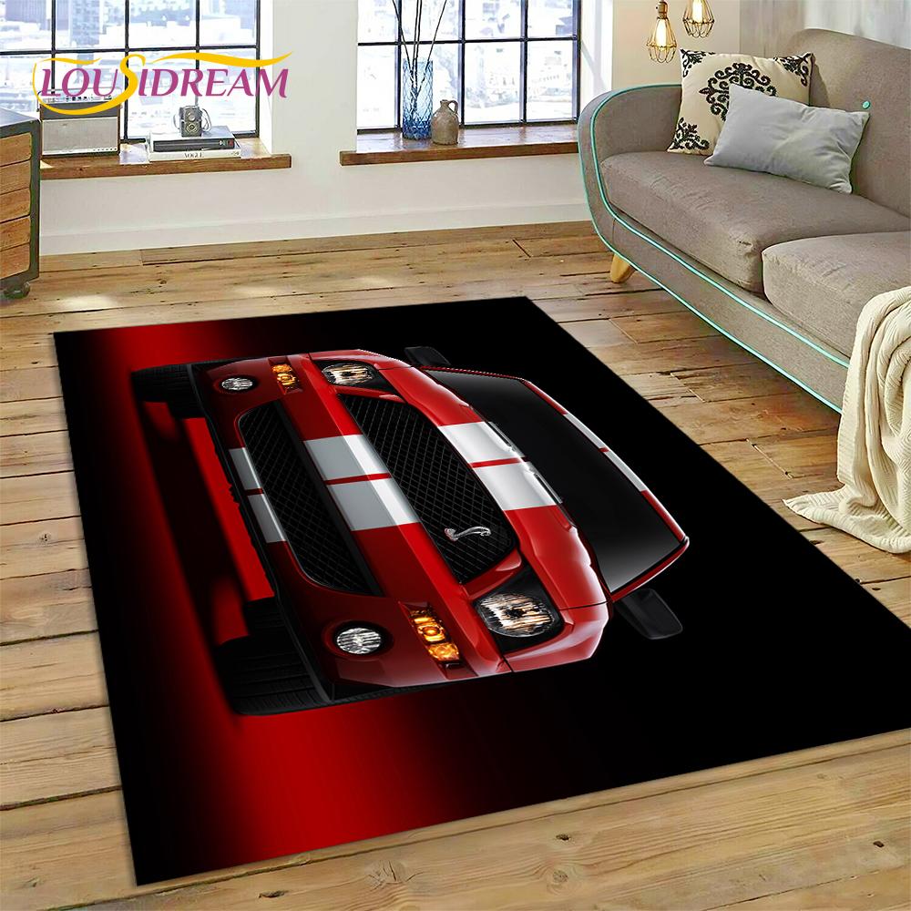 Classics 3D F-Ford GTR Mustang Car Rug Carpet for Living Room Bedroom Home Decor,Floor Mat Non-slip Decoration for Sofa Doormat