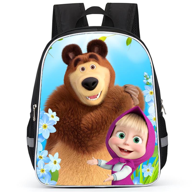Masha And Bear School Bag Elementary School Cartoon High Definition Printing Large Capacity Zipper Oxford Lightweight Ridge Backpack
