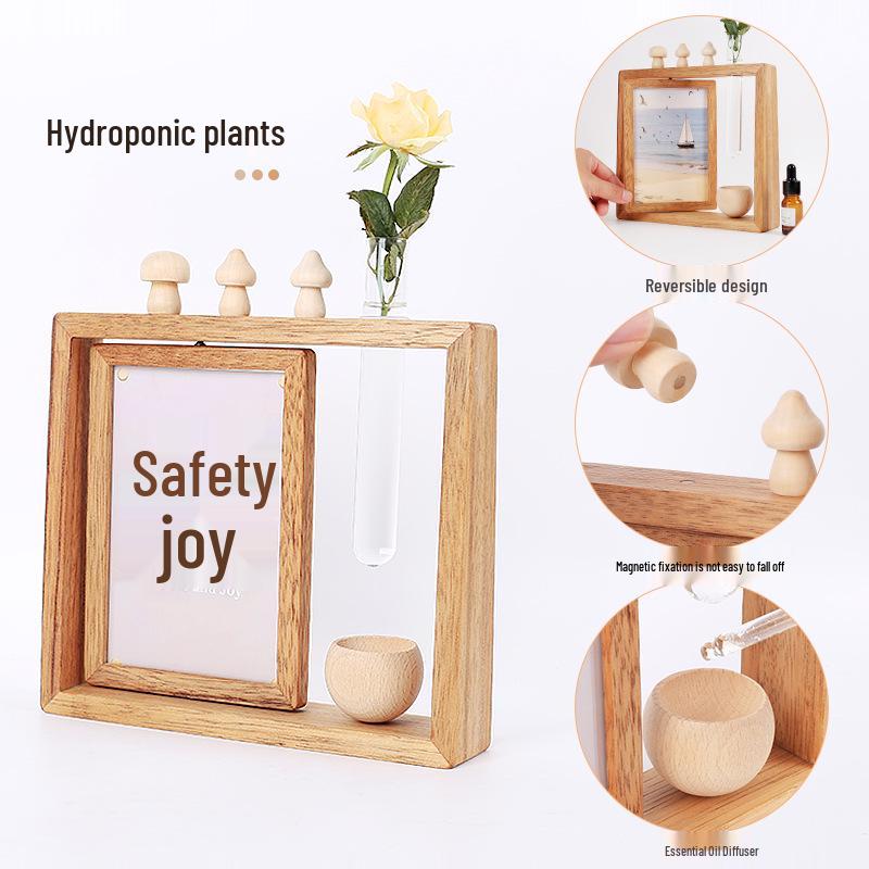 Creative Rotating Solid Wood 6-inch Photo Frame with Logo Customization - Multifunctional Tabletop Stand for Photos.