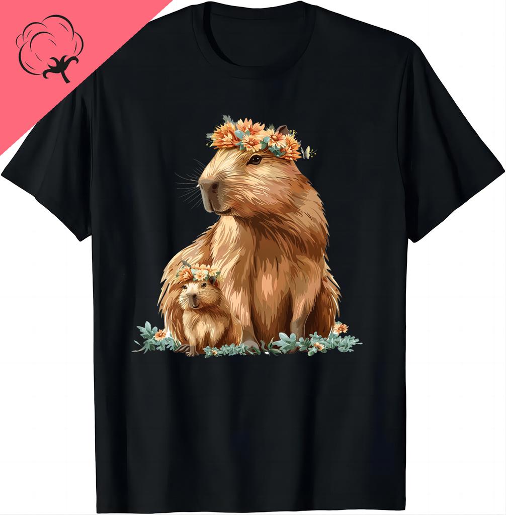 Cute Capybara Garden Tee Perfect for Family Time Tshirt Graphic T Shirts Cotton Women Clothes Tops Kawaii Clothes Ropa Mujer