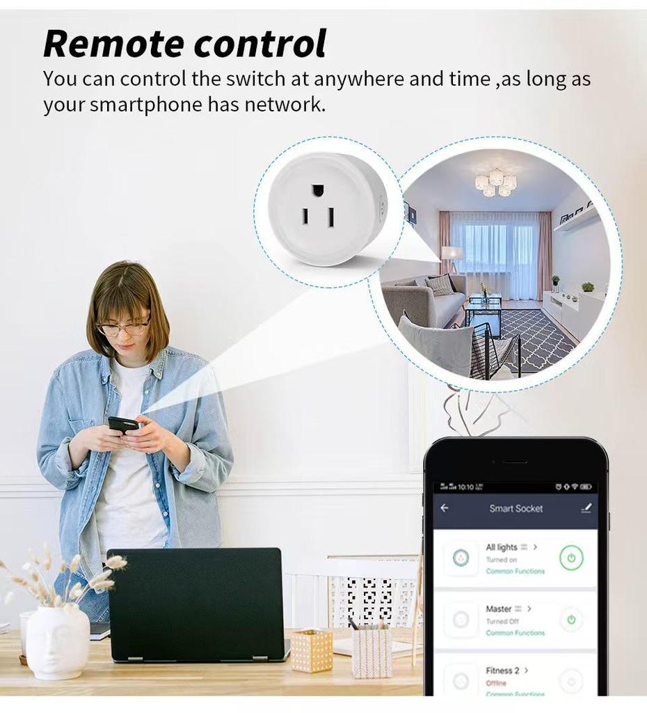US Graffiti WiFi Smart Socket Timer, Alexa Compatible, App-Controlled for a Cozy Life