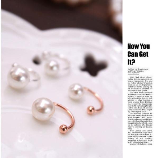 Koreańskie nausznice z perłami w kształcie litery U - Nie wymagają przekłuwania