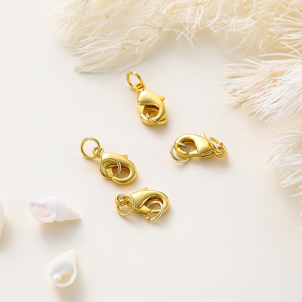 10 pièces/lot Fermoirs mousqueton en Or 14K 18K Avec anneau de saut Chaîne d'extension pour collier et bracelet Connecteurs Pour la fabrication de bijoux DIY Apprêts