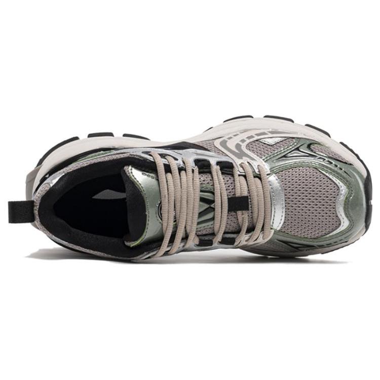 Li Ning Project* Dämpfung, Abriebfest Niedrig geschnitten Klobige Sneaker Damen Grau Schwarz AGCT134-2