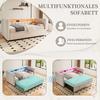 Sofá cama multifuncional 90x190 cm con cama extraíble, puerto USB-C, ambiente LED, funda de terciopelo – para salón, habitación de invitados o habitación juvenil. Beige