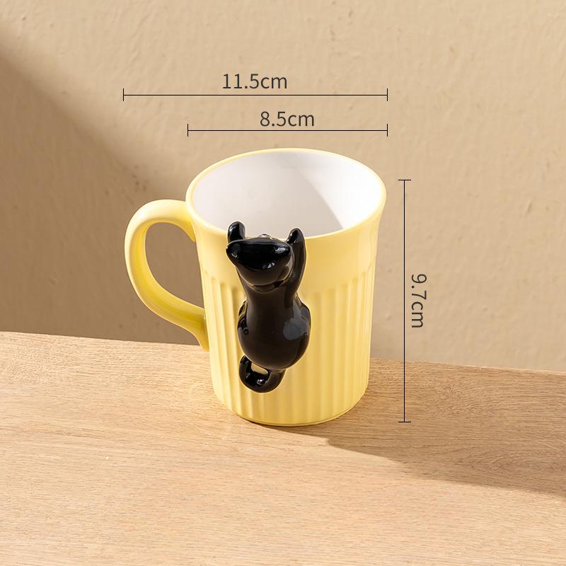 Cartoon Cute Cat Ceramic Cup Embossed Cute Water Cup Style Breakfast Cup Couple Cup High Value Mug