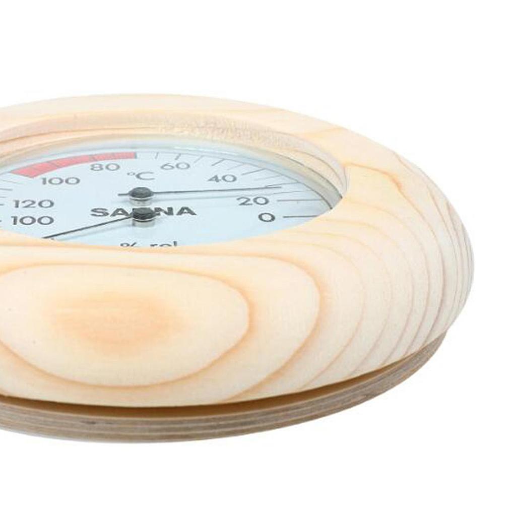 14.5 X3cm Round Digital Sauna Wood Thermometer Hygrometer for Sauna Room Hotel