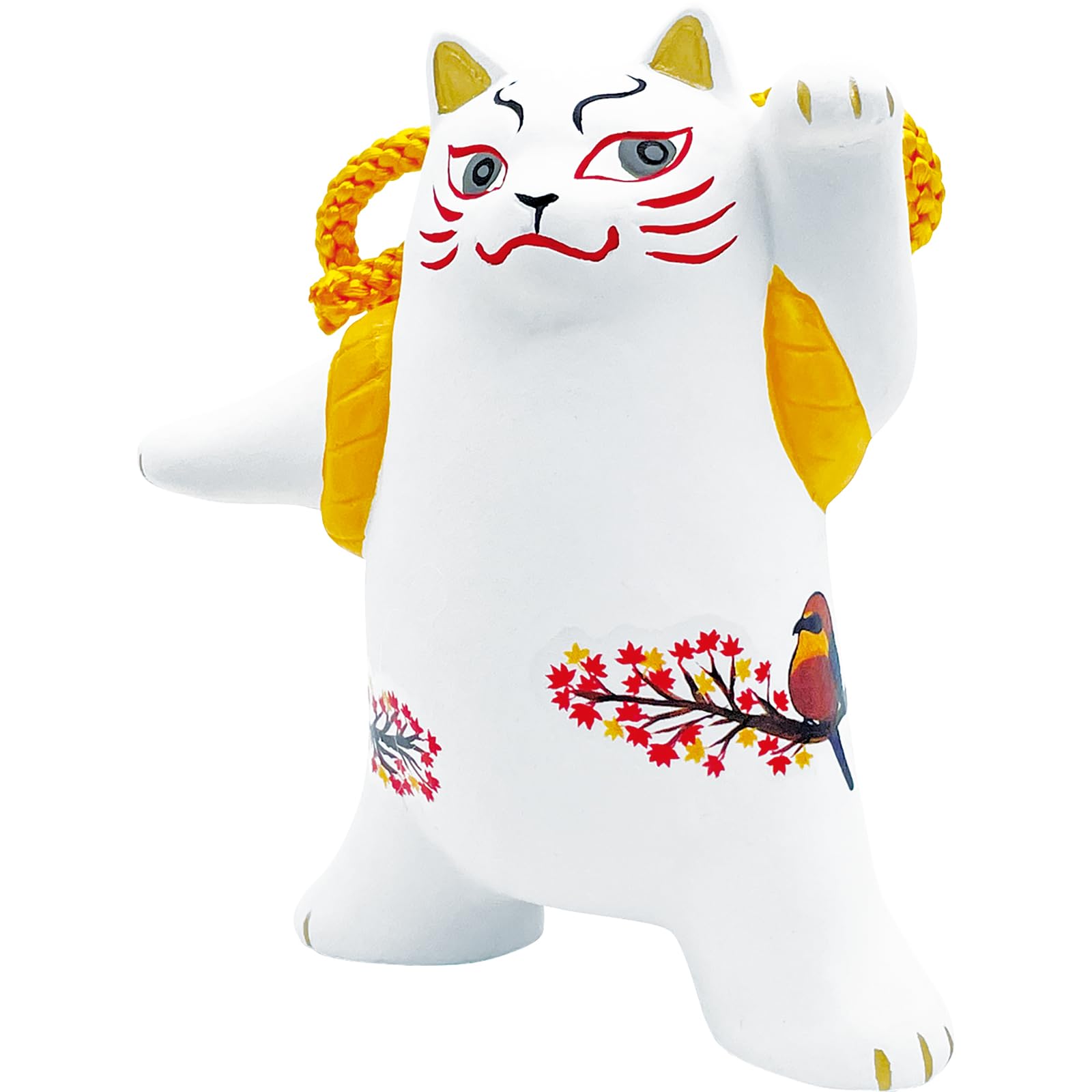 Spring Bird Japanese x Cat Figurine 9 x 11cm Japanese Goods Japan Gift Concierge Cat Goods White Made in Japan Cute Kabuki Cat White-eye Approx.