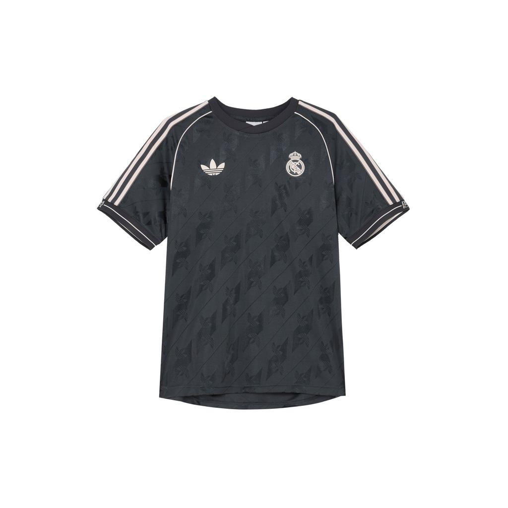 Adidas Originals X Real Madrid Theme Crew Neck Vintage Short Sleeve Football Shirt Men Tops Dark-Gray JI9481