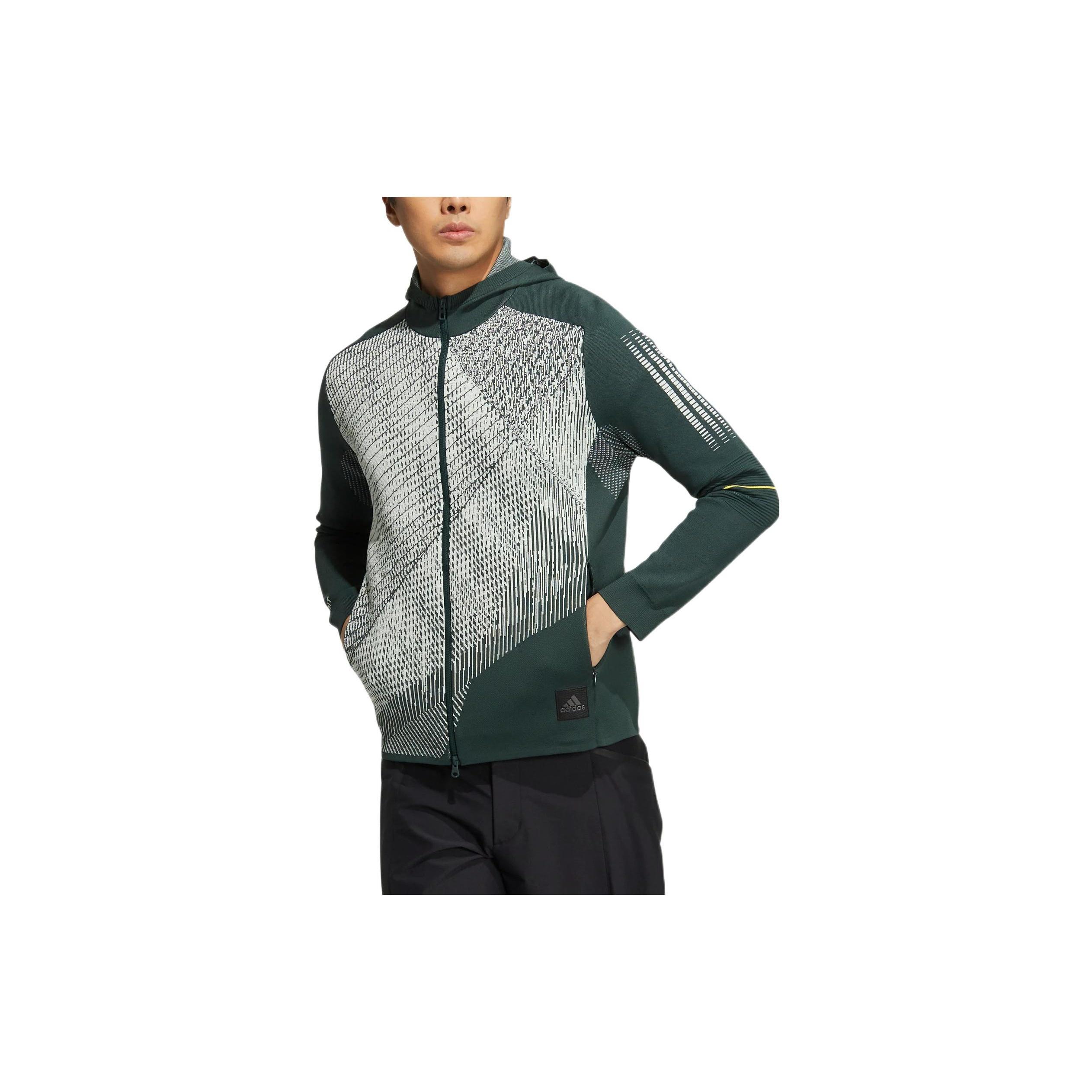 Men s adidas Primeknit Jkt Multicolor Zipper Cardigan Hooded Long Sleeves Jacket Green HG4132 XL