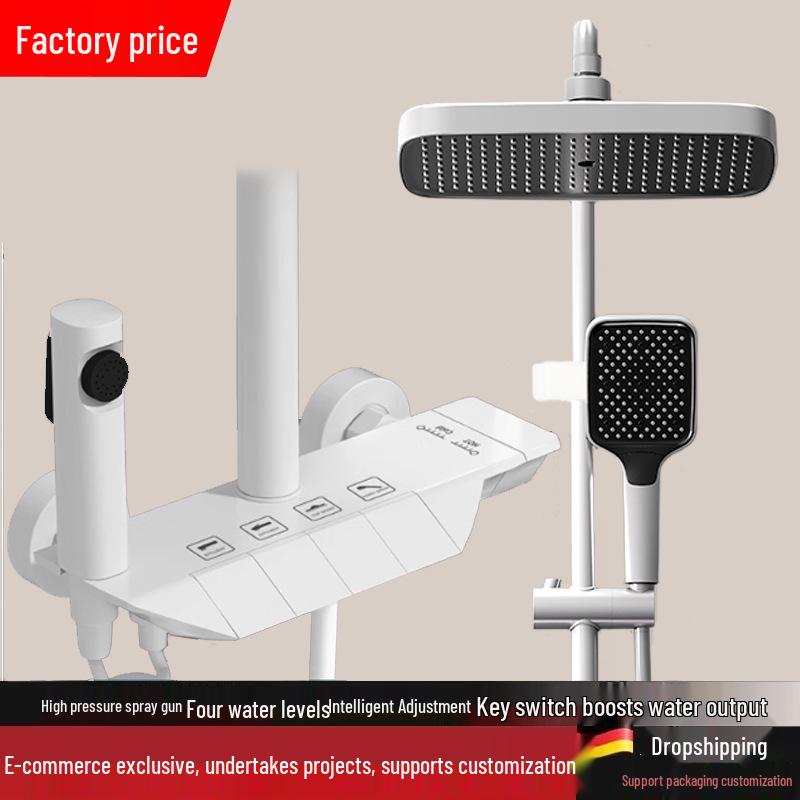 All-Copper Digital Display Thermostatic Shower Set with Piano Key Shower Head