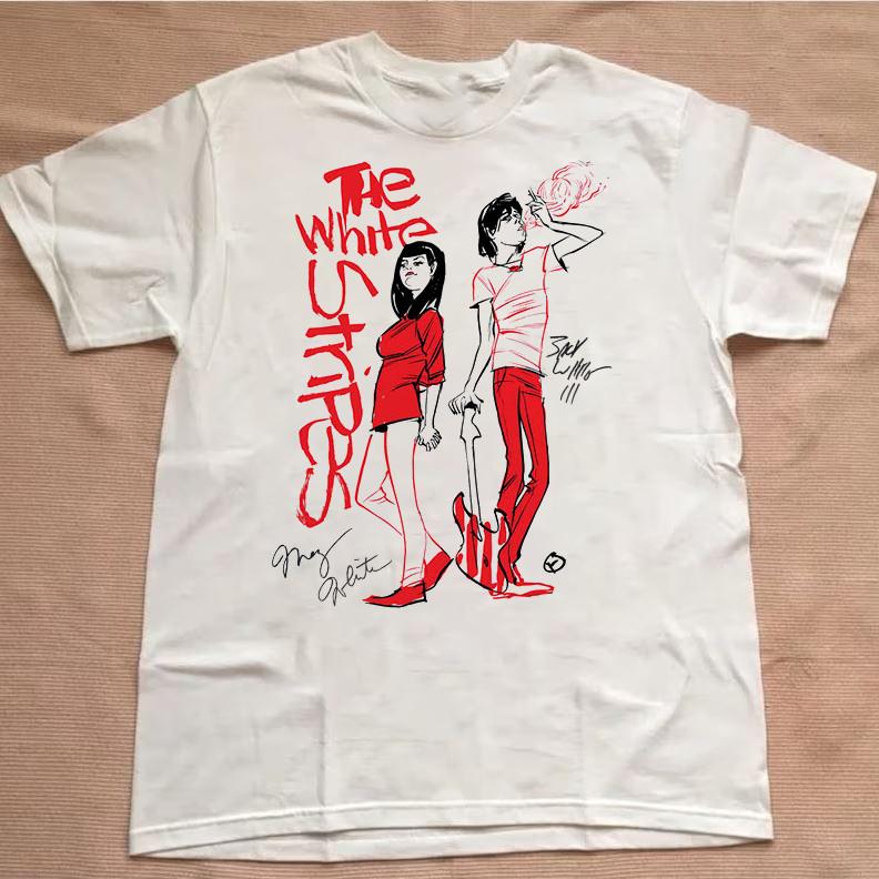 Camiseta Unisex con Firma de la Banda The White Stripes Todas las Tallas S a 5XL 1L846