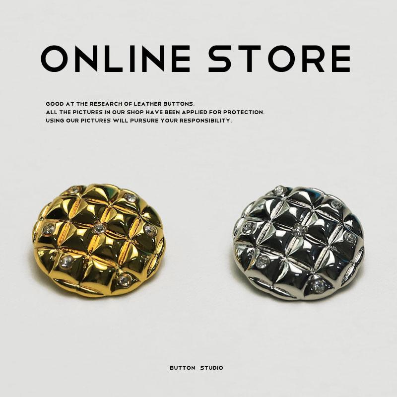 Small Fragrant Wind Turtle Face With Diamond Buttons Metal Tweed Jacket Double-Sided Nylon Coat Buttons