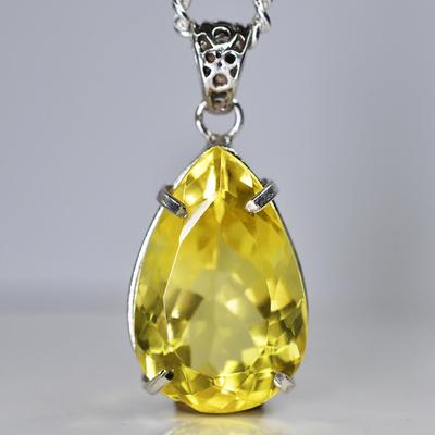 Yellow Topaz 73.2 Ct CERTIFIED Pear Pendant 925 Sterling Silver Best For Gift