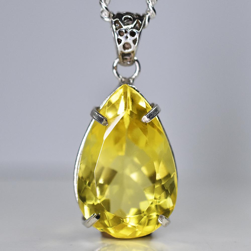 Yellow Topaz 73.2 Ct CERTIFIED Pear Pendant 925 Sterling Silver Best For Gift MY-PD-111-NS