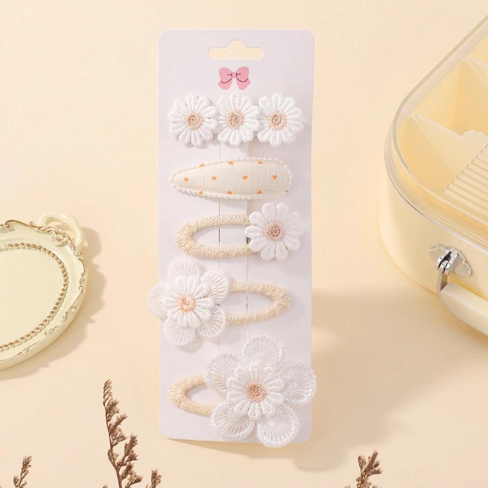 5Pcs BB Clips Set for Children Sweet Printe Hairbangs Hairclip Girls Barrette Ins Style Daisy Hairpin Ornaments Hair Accessories