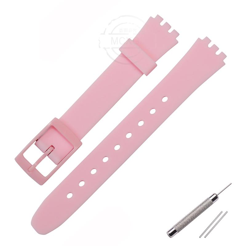 Soft Silicone Watchband Suitable For Swatch 12mm Girls Ladies Strap Colore Waterproof Wrist Bracelet Watch Accessories 12mm розовый