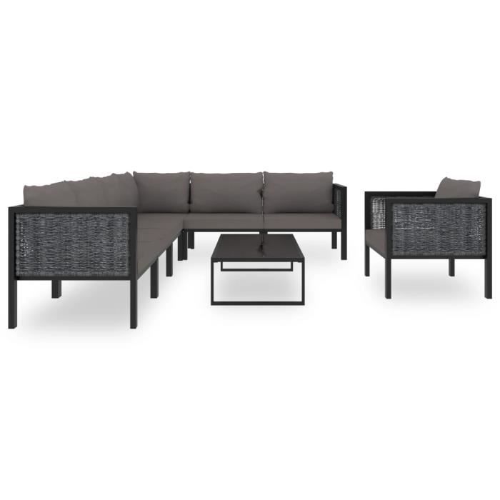 VidaXL Salon de jardin 8 pcs avec coussins Résine tressée Anthracite