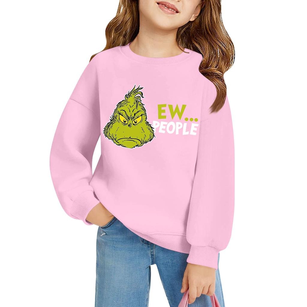 Kids' Long Sleeve Loose Pullover Letter Printed Round Neck Sweatshirt